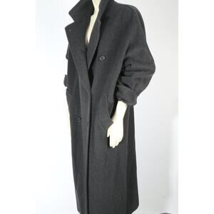 Vintage Calvin Klein Gray Wool Long Classic Button Down Women's Coat Size 10